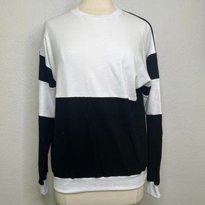 NWT Emma & Sam By LF White‎ Black Color Block Crewneck Sweatshirt Size S